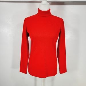 Vintage Union Made 70's Red Long Sleeve Polyester Turtleneck, Size Small